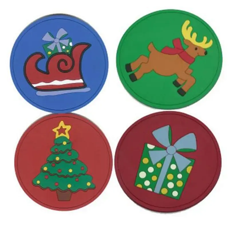 Round Christmas Tree Snowflake Shape Cup Mat Home Cup Coaster